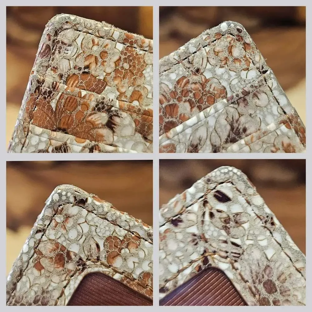 Hobo International Euro Slide Leather Card Passport Wallet Sepia Bloom Print
